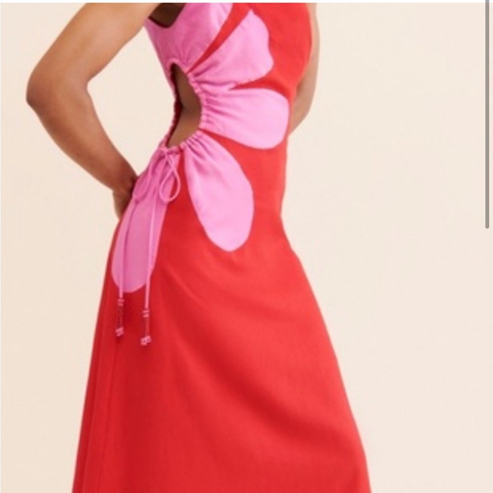 NWT Farm Rio Red Floral One-Shoulder Dress Size M